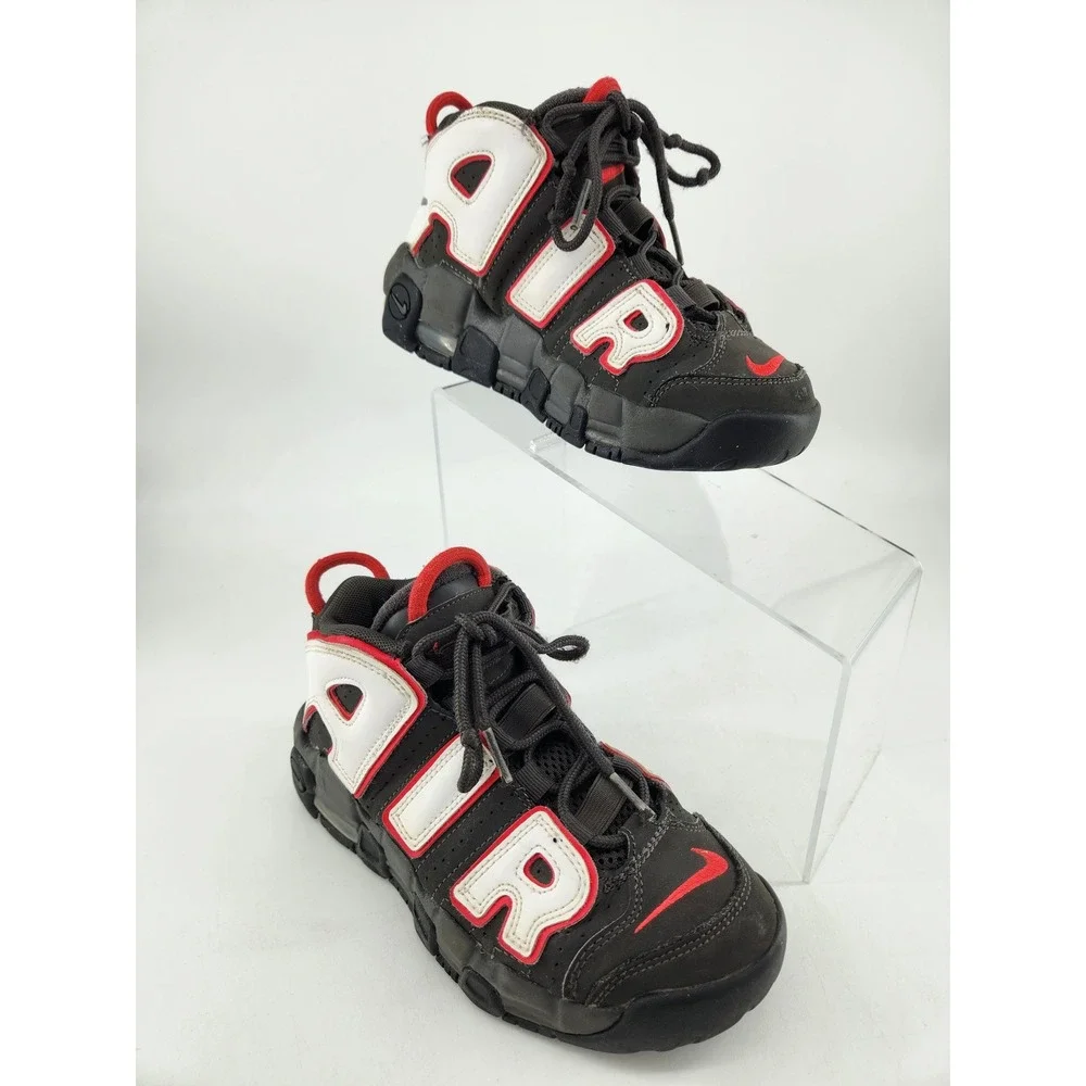 Nike Air More Uptempo Youth 2.5Y Black White Red DH9723-200 Basketball Shoes